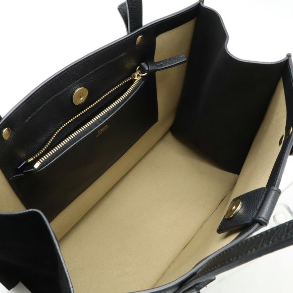 Chloé Chloe FAYE tote bag, shoulder bag in black leather and suede with a ring - Picture 6 of 10